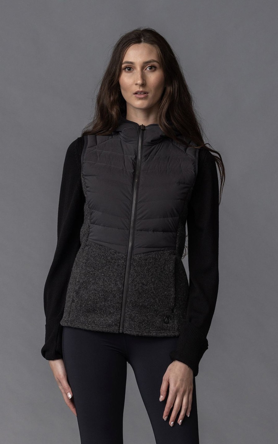 Women'S Alchemy Equipment | Hybrid Hooded Vest Charcoal