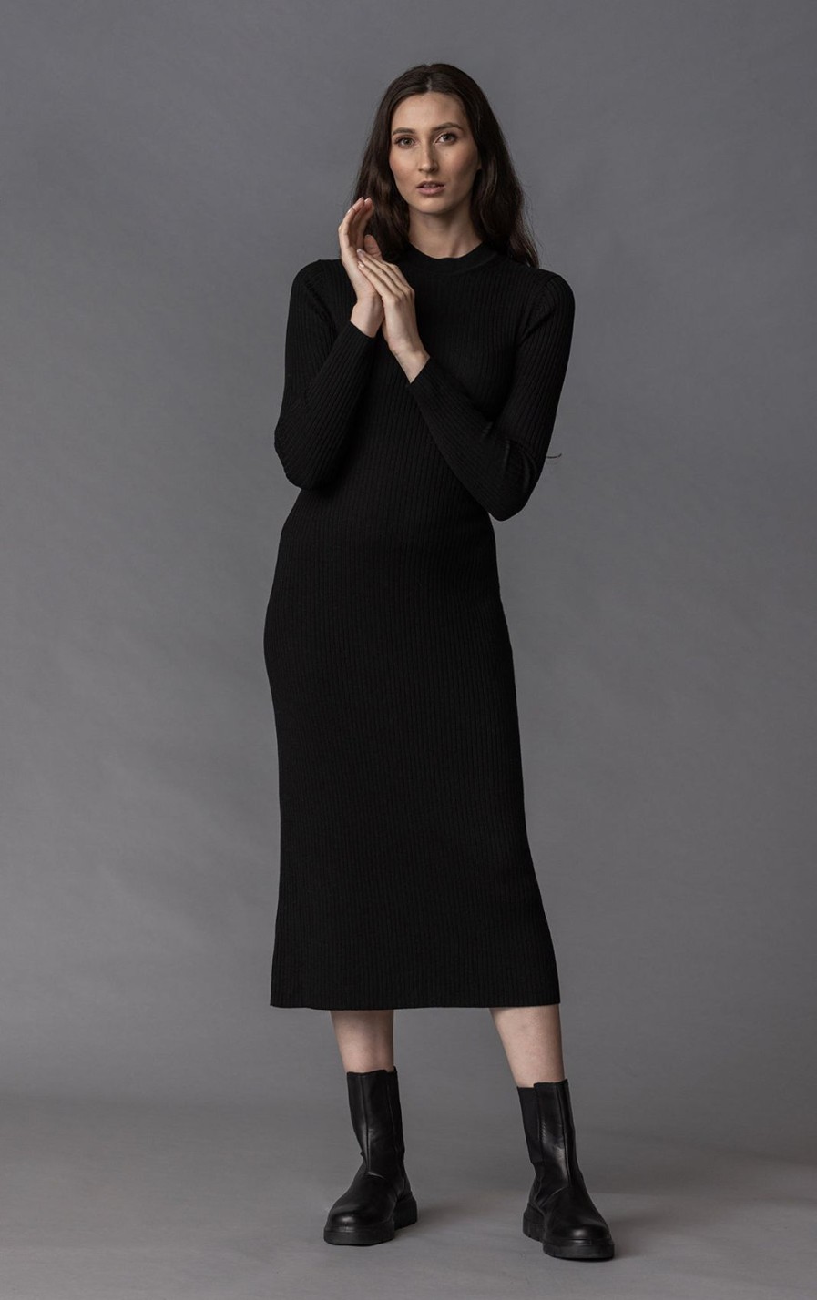 Women'S Alchemy Equipment | 12Gg Rib Knit Dress Black