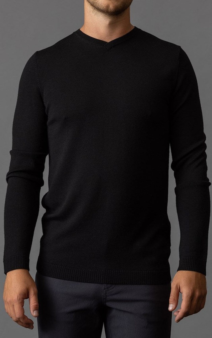 Men'S Alchemy Equipment | 12Gg Merino V-Neck Sweater Black