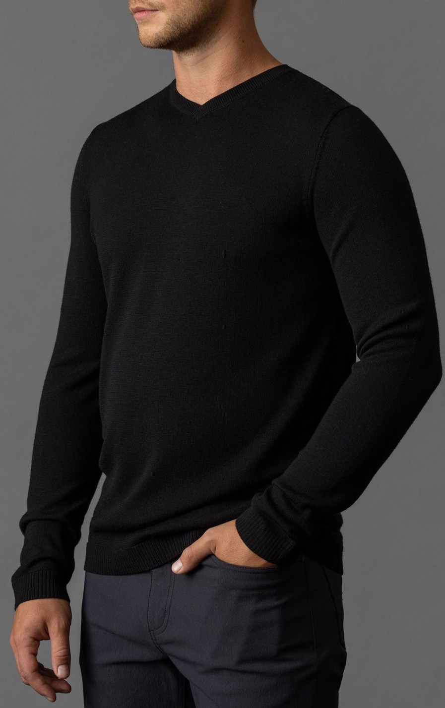 Men'S Alchemy Equipment | 12Gg Merino V-Neck Sweater Black